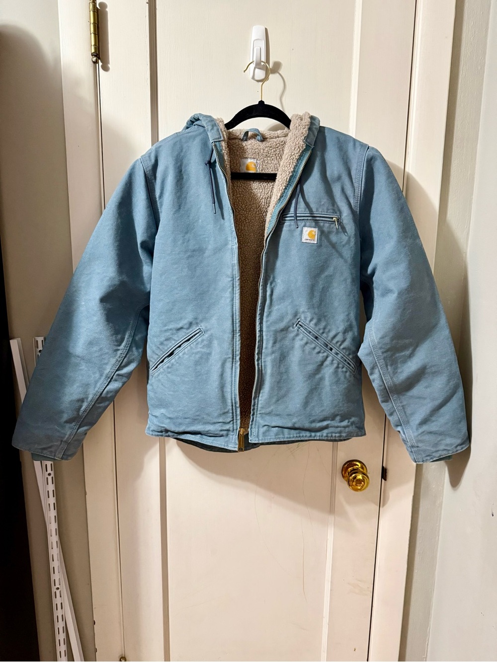 Vintage Carhartt WJ141 Seaglass Blue Sierra Jacket Sherpa Lined Women’s XS
